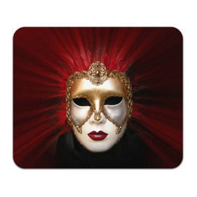 Коврик прямоугольный с принтом Венецианская маска в Новосибирске, натуральный каучук | размер 230 х 185 мм; запечатка лицевой стороны | венеция | италия | карнавал | красный | лицо | перья