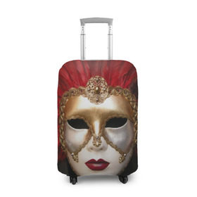 Чехол для чемодана 3D с принтом Венецианская маска в Новосибирске, 86% полиэфир, 14% спандекс | двустороннее нанесение принта, прорези для ручек и колес | венеция | италия | карнавал | красный | лицо | перья