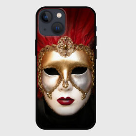 Чехол для iPhone 13 mini с принтом Венецианская маска в Новосибирске,  |  | венеция | италия | карнавал | красный | лицо | перья