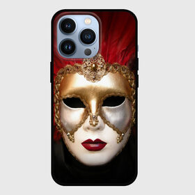 Чехол для iPhone 13 Pro с принтом Венецианская маска в Новосибирске,  |  | венеция | италия | карнавал | красный | лицо | перья