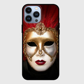 Чехол для iPhone 13 Pro Max с принтом Венецианская маска в Новосибирске,  |  | Тематика изображения на принте: венеция | италия | карнавал | красный | лицо | перья