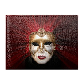 Обложка для студенческого билета с принтом Венецианская маска в Новосибирске, натуральная кожа | Размер: 11*8 см; Печать на всей внешней стороне | Тематика изображения на принте: венеция | италия | карнавал | красный | лицо | перья