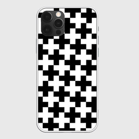 Чехол для iPhone 12 Pro с принтом Крест в Новосибирске, силикон | область печати: задняя сторона чехла, без боковых панелей | cross | крест | оптическая иллюзия | орнамент | узор | чёрно белый