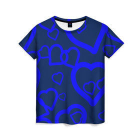 Женская футболка 3D с принтом Ночная романтика в Новосибирске, 100% полиэфир ( синтетическое хлопкоподобное полотно) | прямой крой, круглый вырез горловины, длина до линии бедер | love is | влюблённый | любовь | ночь | романтика | сердечки | сердце