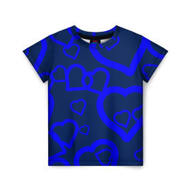 Детская футболка 3D с принтом Ночная романтика в Новосибирске, 100% гипоаллергенный полиэфир | прямой крой, круглый вырез горловины, длина до линии бедер, чуть спущенное плечо, ткань немного тянется | Тематика изображения на принте: love is | влюблённый | любовь | ночь | романтика | сердечки | сердце