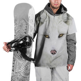 Накидка на куртку 3D с принтом Полярная лиса в Новосибирске, 100% полиэстер |  | animal | polar fox | predator | sly | white | wild | белая | дикая | животное | лиса | полярная | хитрая | хищник