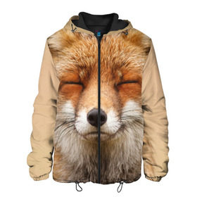 Мужская куртка 3D с принтом Лиса в Новосибирске, ткань верха — 100% полиэстер, подклад — флис | прямой крой, подол и капюшон оформлены резинкой с фиксаторами, два кармана без застежек по бокам, один большой потайной карман на груди. Карман на груди застегивается на липучку | animal | baby | fox | look | predator | red | sly | wild | взгляд | дикая | животное | лиса | малыш | рыжая | хитрая | хищник