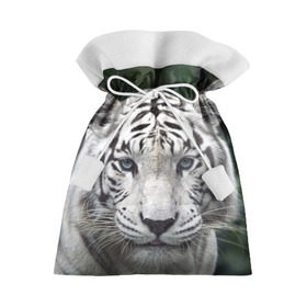Подарочный 3D мешок с принтом Белый тигр в Новосибирске, 100% полиэстер | Размер: 29*39 см | Тематика изображения на принте: animal | jungle | look | predator | tiger | white | wild | белый | взгляд | джунгли | дикий | животное | тигр | хищник