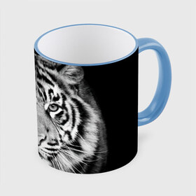 Кружка 3D с принтом Тигр в Новосибирске, керамика | ёмкость 330 мл | animal | black   white | look | predator | tiger | wild | взгляд | дикий | животное | тигр | хищник | черно   белый