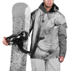 Накидка на куртку 3D с принтом Лев в Новосибирске, 100% полиэстер |  | animal | black   white | king | lion | look | predator | wild | взгляд | дикий | животное | зверь | лев | хищник | царь | черно   белый