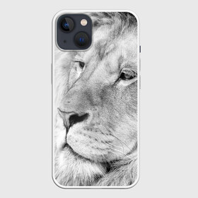 Чехол для iPhone 13 с принтом Лев в Новосибирске,  |  | animal | black   white | king | lion | look | predator | wild | взгляд | дикий | животное | зверь | лев | хищник | царь | черно   белый