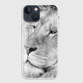 Чехол для iPhone 13 mini с принтом Лев в Новосибирске,  |  | animal | black   white | king | lion | look | predator | wild | взгляд | дикий | животное | зверь | лев | хищник | царь | черно   белый