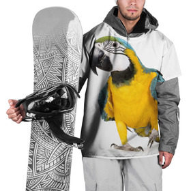 Накидка на куртку 3D с принтом Попугай ара в Новосибирске, 100% полиэстер |  | желтый | птица | синий | экзотика