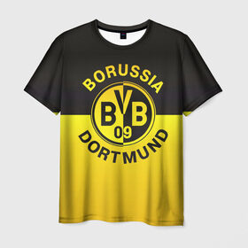 Мужская футболка 3D с принтом Borussia Dortmund FC в Новосибирске, 100% полиэфир | прямой крой, круглый вырез горловины, длина до линии бедер | боруссия | германия | дортмунд | клуб | фк | футбол | футбольный