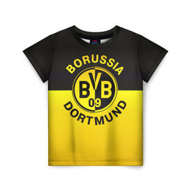 Детская футболка 3D с принтом Borussia Dortmund FC в Новосибирске, 100% гипоаллергенный полиэфир | прямой крой, круглый вырез горловины, длина до линии бедер, чуть спущенное плечо, ткань немного тянется | Тематика изображения на принте: боруссия | германия | дортмунд | клуб | фк | футбол | футбольный