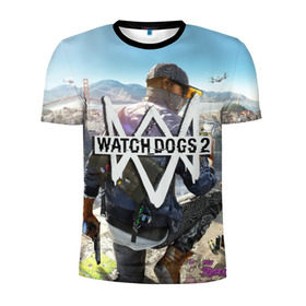 Мужская футболка 3D спортивная с принтом Watch Dogs 2 в Новосибирске, 100% полиэстер с улучшенными характеристиками | приталенный силуэт, круглая горловина, широкие плечи, сужается к линии бедра | watchdogs
