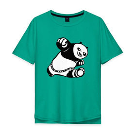 Мужская футболка хлопок Oversize с принтом Панда в Новосибирске, 100% хлопок | свободный крой, круглый ворот, “спинка” длиннее передней части | Тематика изображения на принте: кунг фу | мульт | панда