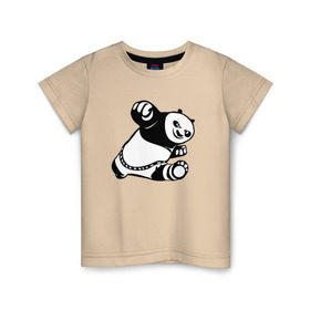 Детская футболка хлопок с принтом Панда в Новосибирске, 100% хлопок | круглый вырез горловины, полуприлегающий силуэт, длина до линии бедер | Тематика изображения на принте: кунг фу | мульт | панда