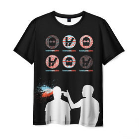 Мужская футболка 3D с принтом Twenty one pilots в Новосибирске, 100% полиэфир | прямой крой, круглый вырез горловины, длина до линии бедер | rock | t.o.p. | top | twenty one pilots | рок