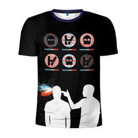 Мужская футболка 3D спортивная с принтом Twenty one pilots в Новосибирске, 100% полиэстер с улучшенными характеристиками | приталенный силуэт, круглая горловина, широкие плечи, сужается к линии бедра | rock | t.o.p. | top | twenty one pilots | рок