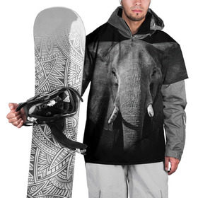 Накидка на куртку 3D с принтом Слон в Новосибирске, 100% полиэстер |  | animal | big | black   white | elephant | wild | большой | дикий | животное | слон | черно   белый