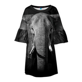 Детское платье 3D с принтом Слон в Новосибирске, 100% полиэстер | прямой силуэт, чуть расширенный к низу. Круглая горловина, на рукавах — воланы | animal | big | black   white | elephant | wild | большой | дикий | животное | слон | черно   белый
