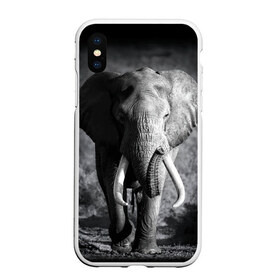 Чехол для iPhone XS Max матовый с принтом Слон в Новосибирске, Силикон | Область печати: задняя сторона чехла, без боковых панелей | Тематика изображения на принте: africa | animal | big | black   white | elephant | go | road | savannah | wild | африка | большой | дикий | дорога | животное | идет | саванна | слон | черно   белый