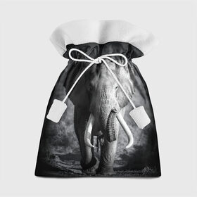Подарочный 3D мешок с принтом Слон в Новосибирске, 100% полиэстер | Размер: 29*39 см | africa | animal | big | black   white | elephant | go | road | savannah | wild | африка | большой | дикий | дорога | животное | идет | саванна | слон | черно   белый