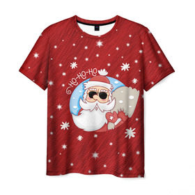 Мужская футболка 3D с принтом HoHoHo в Новосибирске, 100% полиэфир | прямой крой, круглый вырез горловины, длина до линии бедер | 2017 год | deer | ho | merry christmas | new year | santa | дед мороз | зима | клаус | новый год | ночь | праздник | рождество | санта | снег