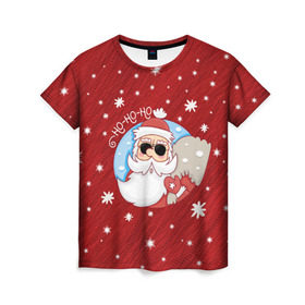 Женская футболка 3D с принтом HoHoHo в Новосибирске, 100% полиэфир ( синтетическое хлопкоподобное полотно) | прямой крой, круглый вырез горловины, длина до линии бедер | 2017 год | deer | ho | merry christmas | new year | santa | дед мороз | зима | клаус | новый год | ночь | праздник | рождество | санта | снег