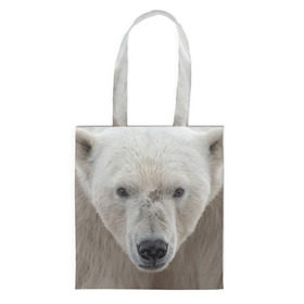 Сумка 3D повседневная с принтом Белый медведь в Новосибирске, 100% полиэстер | Плотность: 200 г/м2; Размер: 34×35 см; Высота лямок: 30 см | animal | bear | eyes | head | north | polar | predator | white | wild | белый | взгляд | голова | дикий | животное | медведь | полярный | север | хищник