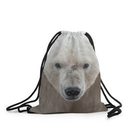 Рюкзак-мешок 3D с принтом Белый медведь в Новосибирске, 100% полиэстер | плотность ткани — 200 г/м2, размер — 35 х 45 см; лямки — толстые шнурки, застежка на шнуровке, без карманов и подкладки | animal | bear | eyes | head | north | polar | predator | white | wild | белый | взгляд | голова | дикий | животное | медведь | полярный | север | хищник