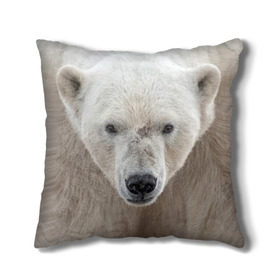 Подушка 3D с принтом Белый медведь в Новосибирске, наволочка – 100% полиэстер, наполнитель – холлофайбер (легкий наполнитель, не вызывает аллергию). | состоит из подушки и наволочки. Наволочка на молнии, легко снимается для стирки | animal | bear | eyes | head | north | polar | predator | white | wild | белый | взгляд | голова | дикий | животное | медведь | полярный | север | хищник