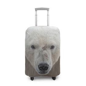 Чехол для чемодана 3D с принтом Белый медведь в Новосибирске, 86% полиэфир, 14% спандекс | двустороннее нанесение принта, прорези для ручек и колес | animal | bear | eyes | head | north | polar | predator | white | wild | белый | взгляд | голова | дикий | животное | медведь | полярный | север | хищник