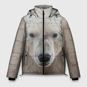 Мужская зимняя куртка 3D с принтом Белый медведь в Новосибирске, верх — 100% полиэстер; подкладка — 100% полиэстер; утеплитель — 100% полиэстер | длина ниже бедра, свободный силуэт Оверсайз. Есть воротник-стойка, отстегивающийся капюшон и ветрозащитная планка. 

Боковые карманы с листочкой на кнопках и внутренний карман на молнии. | Тематика изображения на принте: animal | bear | eyes | head | north | polar | predator | white | wild | белый | взгляд | голова | дикий | животное | медведь | полярный | север | хищник