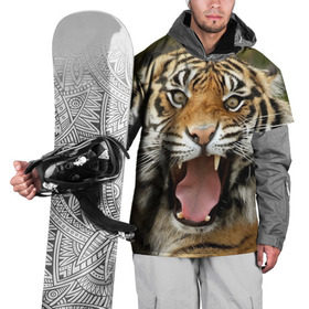 Накидка на куртку 3D с принтом Тигр в Новосибирске, 100% полиэстер |  | angry | animal | beast | jaws | predator | teeth | tiger | животное | зверь | злой | клыки | оскал | пасть | тигр | хищник