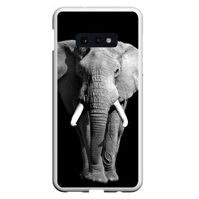 Чехол для Samsung S10E с принтом Слон в Новосибирске, Силикон | Область печати: задняя сторона чехла, без боковых панелей | africa | big | black   white | elephant is an animal | shroud | tusks | африка | бивни | большой | животное | идет | савана | слон | черно   белый