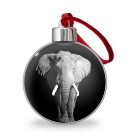 Ёлочный шар с принтом Слон в Новосибирске, Пластик | Диаметр: 77 мм | africa | big | black   white | elephant is an animal | shroud | tusks | африка | бивни | большой | животное | идет | савана | слон | черно   белый