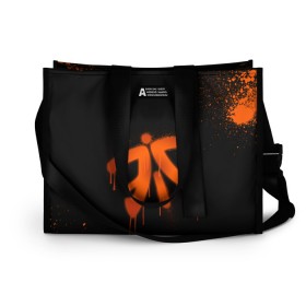 Сумка-шоппер 3D с принтом cs:go - Fnatic (Black collection) в Новосибирске, 100% полиэстер | застегивается на металлическую кнопку; внутренний карман застегивается на молнию. Стенки укреплены специальным мягким материалом, чтобы защитить содержимое от несильных ударов
 | 0x000000123 | cs | csgo | fnatic | кс | ксго | фнатик