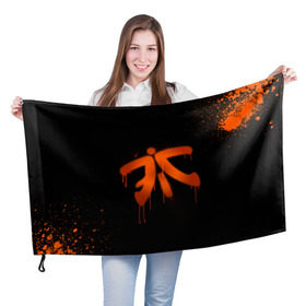 Флаг 3D с принтом cs:go - Fnatic (Black collection) в Новосибирске, 100% полиэстер | плотность ткани — 95 г/м2, размер — 67 х 109 см. Принт наносится с одной стороны | 0x000000123 | cs | csgo | fnatic | кс | ксго | фнатик