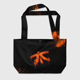 Пляжная сумка 3D с принтом cs:go - Fnatic (Black collection) в Новосибирске, 100% полиэстер | застегивается на металлическую кнопку; внутренний карман застегивается на молнию. Стенки укреплены специальным мягким материалом, чтобы защитить содержимое от несильных ударов
 | 0x000000123 | cs | csgo | fnatic | кс | ксго | фнатик