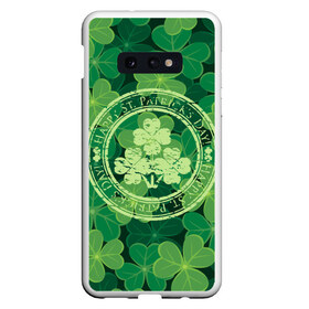 Чехол для Samsung S10E с принтом Ireland Happy St Patricks Day в Новосибирске, Силикон | Область печати: задняя сторона чехла, без боковых панелей | Тематика изображения на принте: background | clover | four | green | happy st. patricks day | holiday | ireland | leaf | petal | plant | print | зеленый | ирландия | клевер | лепесток | лист | печать | праздник | растение | счастливого святого патрика | фон | четыре