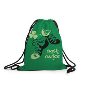 Рюкзак-мешок 3D с принтом Ireland, Irish dance в Новосибирске, 100% полиэстер | плотность ткани — 200 г/м2, размер — 35 х 45 см; лямки — толстые шнурки, застежка на шнуровке, без карманов и подкладки | Тематика изображения на принте: background | black | clover | dance | green | ireland | irish | petal | soft shoes | зеленый | ирландия | ирландский | клевер | лепесток | мягкая | обувь | танец | фон | черная
