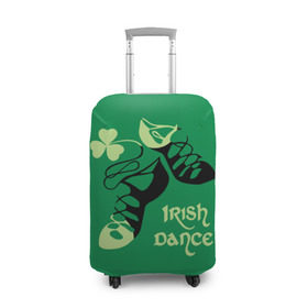 Чехол для чемодана 3D с принтом Ireland, Irish dance в Новосибирске, 86% полиэфир, 14% спандекс | двустороннее нанесение принта, прорези для ручек и колес | background | black | clover | dance | green | ireland | irish | petal | soft shoes | зеленый | ирландия | ирландский | клевер | лепесток | мягкая | обувь | танец | фон | черная