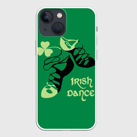 Чехол для iPhone 13 mini с принтом Ireland, Irish dance в Новосибирске,  |  | background | black | clover | dance | green | ireland | irish | petal | soft shoes | зеленый | ирландия | ирландский | клевер | лепесток | мягкая | обувь | танец | фон | черная