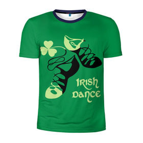 Мужская футболка 3D спортивная с принтом Ireland, Irish dance в Новосибирске, 100% полиэстер с улучшенными характеристиками | приталенный силуэт, круглая горловина, широкие плечи, сужается к линии бедра | background | black | clover | dance | green | ireland | irish | petal | soft shoes | зеленый | ирландия | ирландский | клевер | лепесток | мягкая | обувь | танец | фон | черная