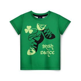 Детская футболка 3D с принтом Ireland, Irish dance в Новосибирске, 100% гипоаллергенный полиэфир | прямой крой, круглый вырез горловины, длина до линии бедер, чуть спущенное плечо, ткань немного тянется | Тематика изображения на принте: background | black | clover | dance | green | ireland | irish | petal | soft shoes | зеленый | ирландия | ирландский | клевер | лепесток | мягкая | обувь | танец | фон | черная
