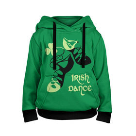 Детская толстовка 3D с принтом Ireland, Irish dance в Новосибирске, 100% полиэстер | двухслойный капюшон со шнурком для регулировки, мягкие манжеты на рукавах и по низу толстовки, спереди карман-кенгуру с мягким внутренним слоем | background | black | clover | dance | green | ireland | irish | petal | soft shoes | зеленый | ирландия | ирландский | клевер | лепесток | мягкая | обувь | танец | фон | черная