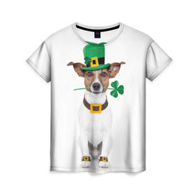 Женская футболка 3D с принтом Ирландия в Новосибирске, 100% полиэфир ( синтетическое хлопкоподобное полотно) | прямой крой, круглый вырез горловины, длина до линии бедер | animal | breed | clover | dog | folk | fun | funny | hat | hero | ireland | irish | saint patrick | герой | животное | ирландия | ирландский | клевер | народный | порода | прикол | святой патрик | собака | шляпа | шутка
