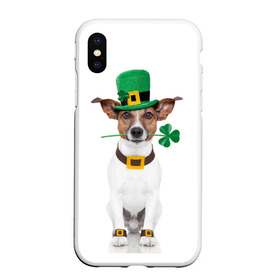 Чехол для iPhone XS Max матовый с принтом Ирландия в Новосибирске, Силикон | Область печати: задняя сторона чехла, без боковых панелей | animal | breed | clover | dog | folk | fun | funny | hat | hero | ireland | irish | saint patrick | герой | животное | ирландия | ирландский | клевер | народный | порода | прикол | святой патрик | собака | шляпа | шутка